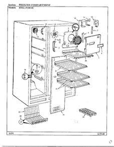 Freezer Compartment Diagram and Parts List for 19100-0C  Admiral Refrigerator