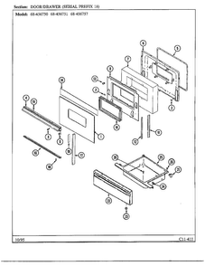 Door/drawer Diagram and Parts List for 68-456750  Magic Chef Range