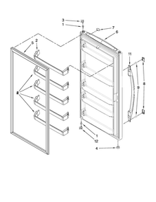Door Parts Diagram and Parts List for MQF1656TEW01  Maytag Freezer