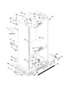 Cabinet Parts Diagram and Parts List for JF42NXFXDE01  Jenn-Air Refrigerator