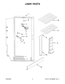 Liner Parts Diagram and Parts List for AZF33X18DW06  Amana Freezer
