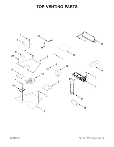 Top Venting Parts Diagram and Parts List for JDRP430WP01  Jenn-Air Range