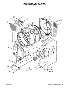 Bulkhead Parts Diagram and Parts List for MDG20MNAGW0  Maytag Dryer