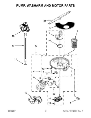07 - Pump, Washarm And Motor Parts Diagram and Parts List for ADB1700ADS4  Amana Dishwasher