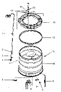 Outer Tub, Cover And Pressure Hose Diagram and Parts List for NA8631W33921  Speed Queen Washer