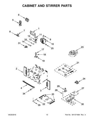 Cabinet And Stirrer Parts Diagram and Parts List for MMW9730FZ05  Maytag Microwave Oven Combo