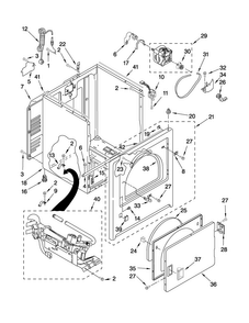 Cabinet Parts Diagram and Parts List for MGDC200XW0  Maytag Dryer