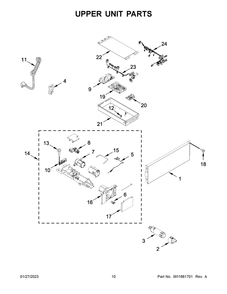 Upper Unit Parts Diagram and Parts List for JBZFR30IGX10  Jenn-Air Freezer