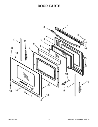 Door Parts Diagram and Parts List for ACR4503SFW2  Maytag Range