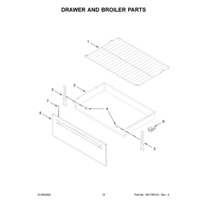 Drawer And Broiler Parts Diagram and Parts List for CRGW3484RW0  Crosley Range