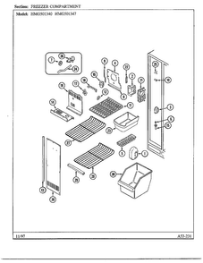 Freezer Compartment Diagram and Parts List for 501340  Admiral Refrigerator