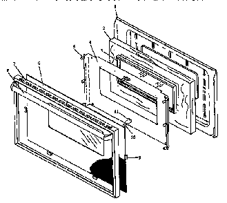 Oven Door Assembly Diagram and Parts List for RLN381UL P1142962NL Caloric Range