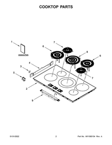 Cooktop Parts Diagram and Parts List for JIC4536KB00  Maytag Cooktop