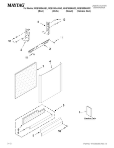 Door And Panel Parts Diagram and Parts List for MDB7809AWW2  Maytag Dishwasher