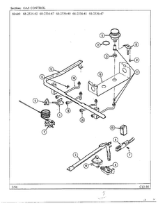 Gas Control Diagram and Parts List for 68-2534-40  Magic Chef Range