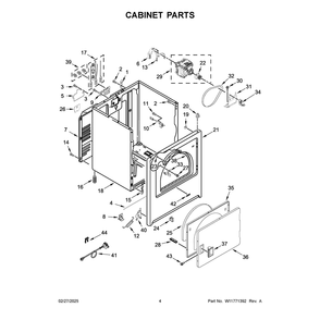 Cabinet Parts Diagram and Parts List for YMED4005SW0  Maytag Dryer