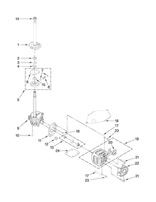 Brake, Clutch, Gearcase, Motor And Pump Parts Diagram and Parts List for 7MMTM0300WQ0  Maytag Washer