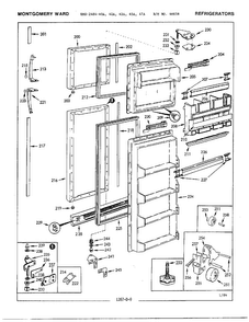 Freezer Dr/wheels/leveler/screws Diagram and Parts List for 2484-42A  Admiral Refrigerator