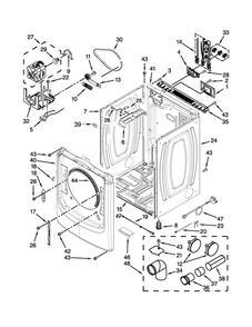 Cabinet Parts Diagram and Parts List for YMED7000XG0  Maytag Dryer