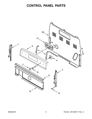 Control Panel Parts Diagram and Parts List for AER6603SFS2  Maytag Range