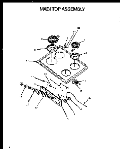 Main Top Assembly Diagram and Parts List for SBE22AX P1142412NL Amana Range