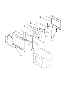 Upper Oven Door Parts Diagram and Parts List for JJW2830WS01  Jenn-Air Wall Oven