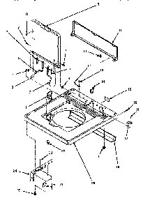 Cab Top/loading Dr & Ctrl Hood Rear Pan Diagram and Parts List for LWM423L-P1176404WL  Amana Washer