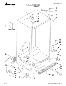 Cabinet Parts Diagram and Parts List for ASD2522WRS07  Amana Refrigerator