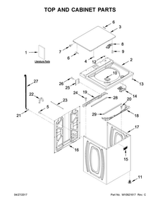 Top And Cabinet Parts Diagram and Parts List for 4KMVWC315FW0  Maytag Washer