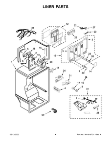 Liner Parts Diagram and Parts List for MRT118FFFH08  Maytag Refrigerator
