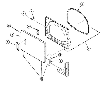Door Assy Diagram and Parts List for SSEZ07LF1500  Speed Queen Dryer