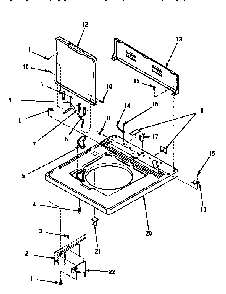 Cabinet Top, Door & Rear Panel Diagram and Parts List for LW8413W2 LW8413W2A Amana Washer