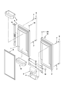 Refrigerator Door Parts Diagram and Parts List for JFC2089WEP7  Jenn-Air Refrigerator