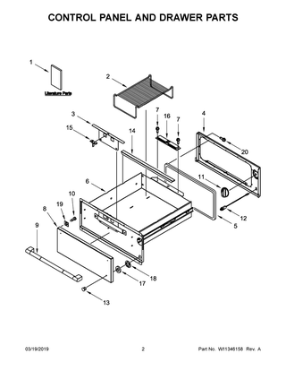 Control Panel And Drawer Parts Diagram and Parts List for JJD3030IL00  Maytag Warming Drawer