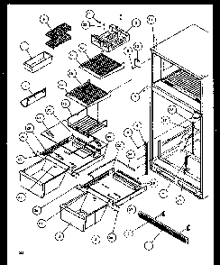 Cabinet Shelving Diagram and Parts List for TG18RBW-P1158303WW  Amana Refrigerator