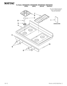 Cooktop Parts Diagram and Parts List for MGR7662WB0  Maytag Range