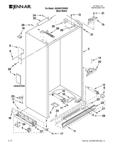 Cabinet Parts Diagram and Parts List for JS42NXFXDW02  Jenn-Air Refrigerator