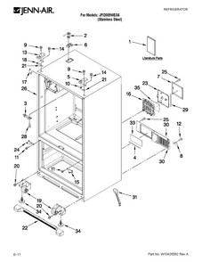 Cabinet Parts Diagram and Parts List for JFI2089WES6  Jenn-Air Refrigerator