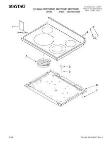 Cooktop Parts Diagram and Parts List for MER7765WS1  Maytag Range