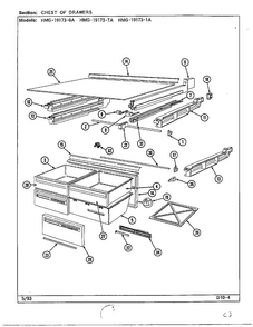 Chest Of Drawers Diagram and Parts List for 19173-0A  Admiral Refrigerator
