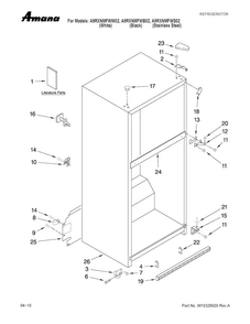 Cabinet Parts Diagram and Parts List for A9RXNMFWS02  Amana Refrigerator