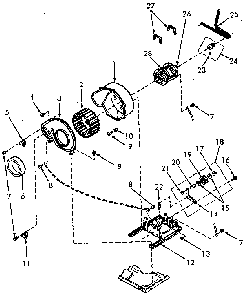 Motor, Exhaust Fan And Belt Diagram and Parts List for NG4619W53721  Speed Queen Dryer