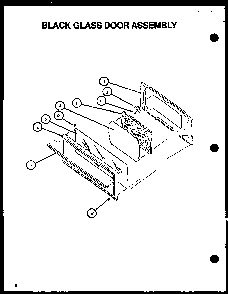 Black Glass Door Assembly Diagram and Parts List for SBE56FXW P1137959NW Amana Range