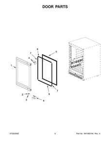 Door Parts Diagram and Parts List for JUGFR242HX01  Maytag Wine and Beverage Cooler