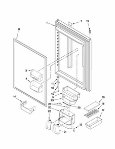 Refrigerator Door Parts Diagram and Parts List for GB2026PEKB5  Amana Refrigerator