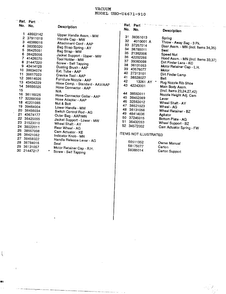Elite Vacuum Page 2 Diagram and Parts List for U4671-910  Hoover Upright Vacuum
