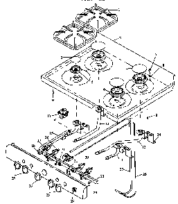 Sealed Top Burner Assembly Diagram and Parts List for RLN381UL P1143084NL Caloric Range