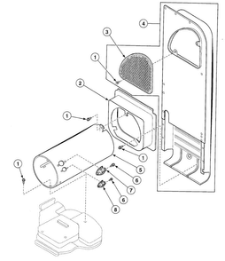 Heater Duct Diagram and Parts List for SDGY09LF  Speed Queen Dryer