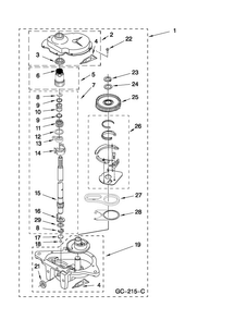 Gearcase Parts Diagram and Parts List for NTW4500XQ0  Amana Washer