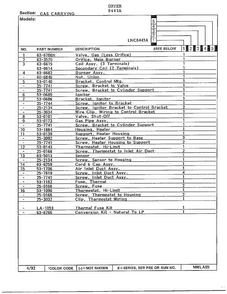 Gas Carrying Page 2 Diagram and Parts List for 8443A  Norge Dryer
